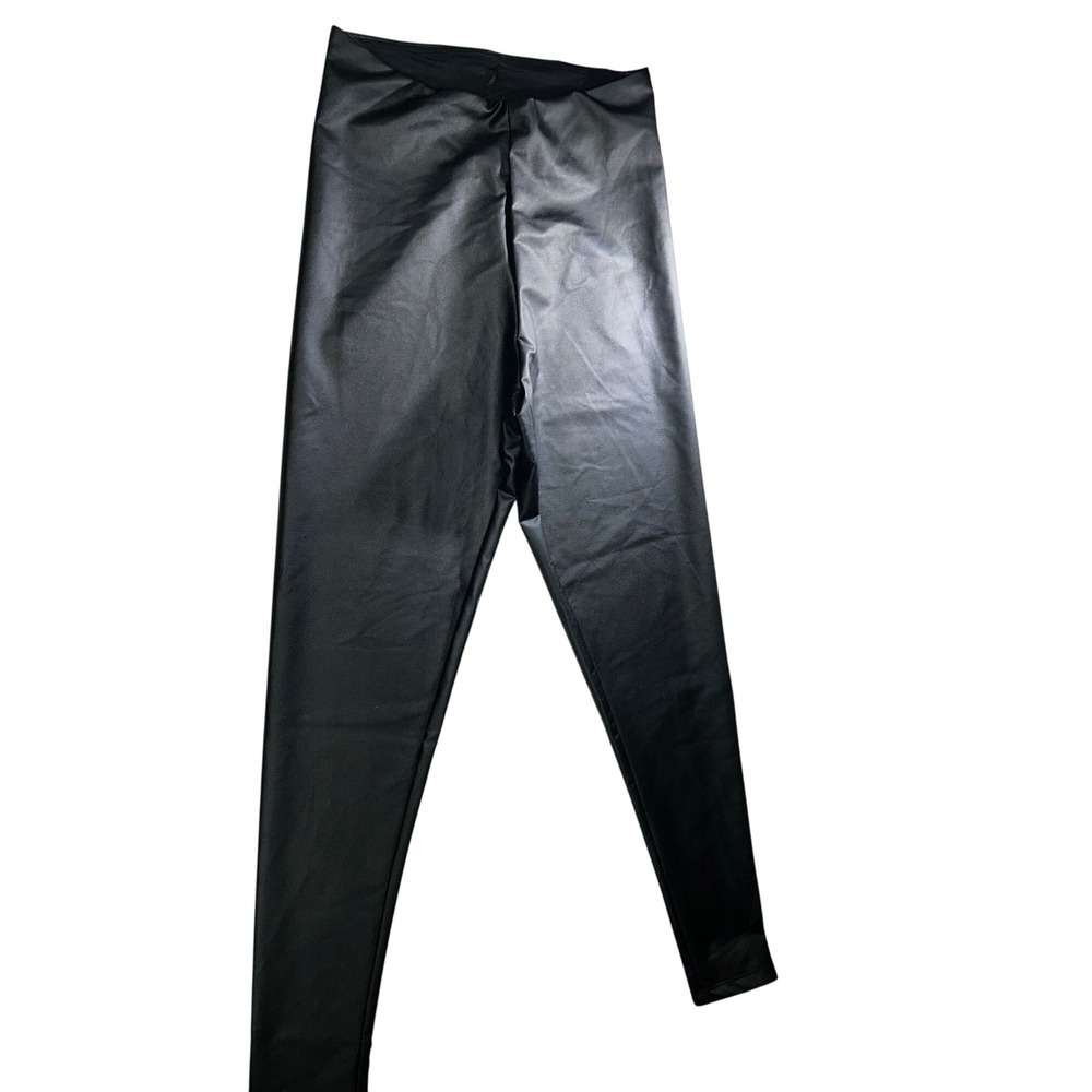 Victoria Secret Black Faux Leather Leggings Womens Size 4‎ High Waisted Stretch